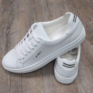 Sneakers in white leather with logo embroidery ACI on the sides and 2 lines on heel